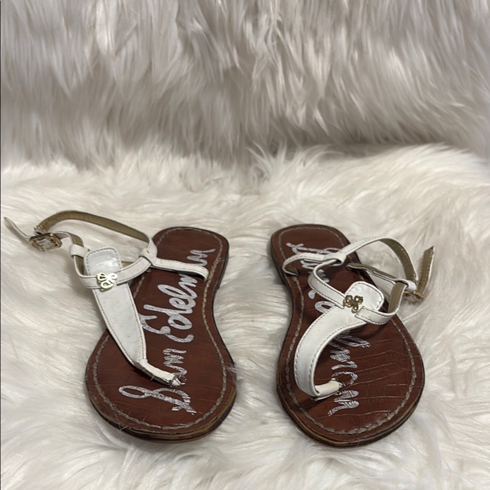 Sam Edelman White and Brown Sandals with Anatomical Footbed